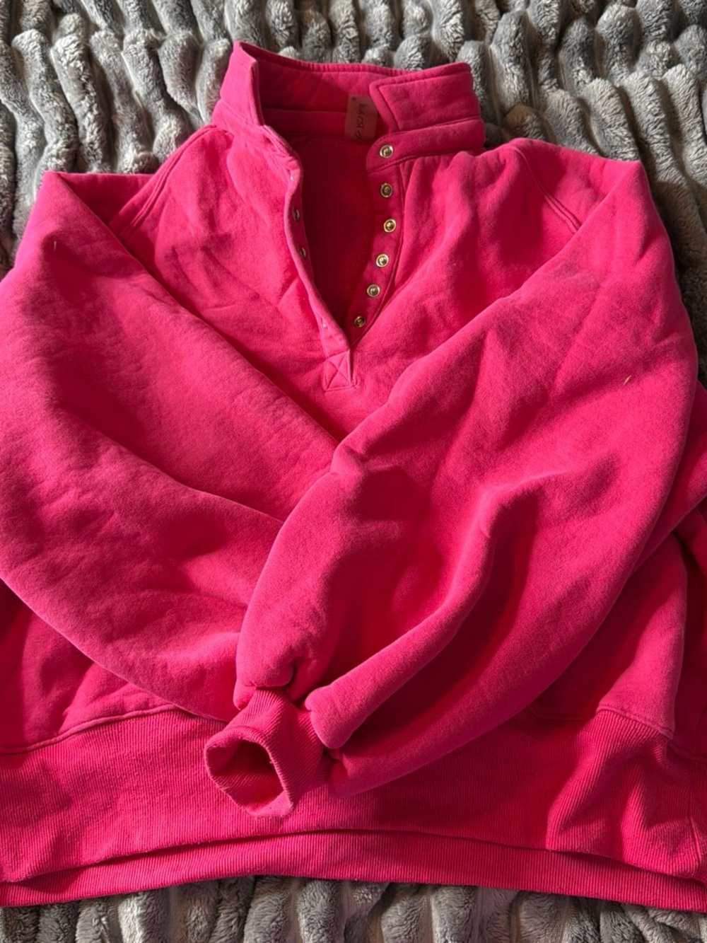 Altar'd State Hot Pink Snap-Front Pullover Turtleneck Sweater